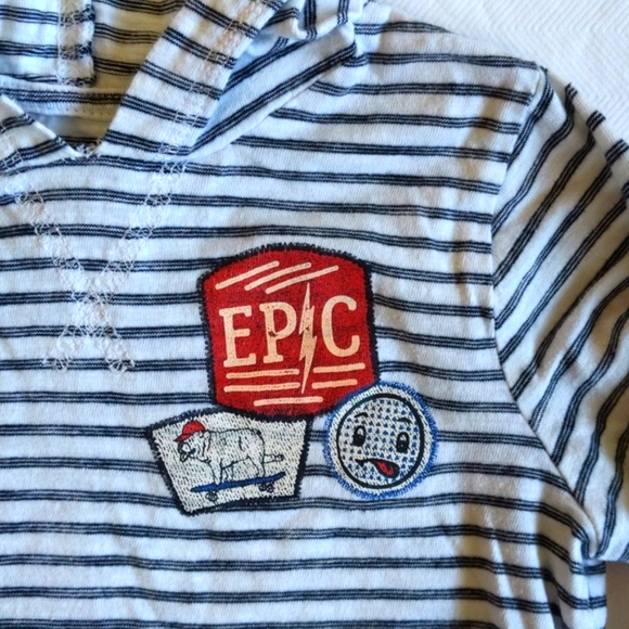 joe fresh striped hooded long sleeve graphic shirt 18-24 months baby boy - Picture 2 of 7